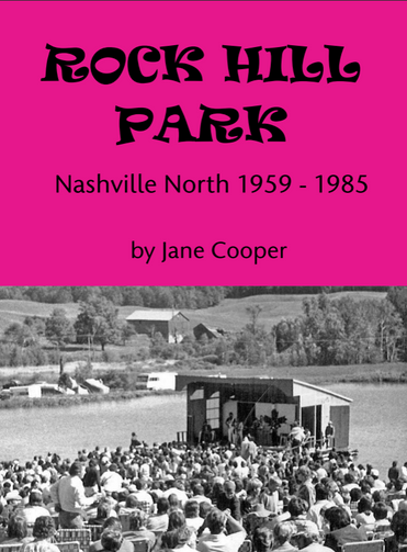 Book cover of 'Rock Hill Park Nashville North 1959 - 1985' by Jane Cooper with a pink background and black and white photo of an outdoor event.